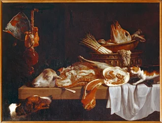 Viande de boucherie avec chien et chat - Carne de carnicero con perro y gato ...