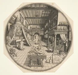 Heinrich Khunrath, alquimista de Leipzig, en su biblioteca