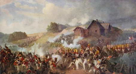 La batalla de Kliastitz (litografía en color)