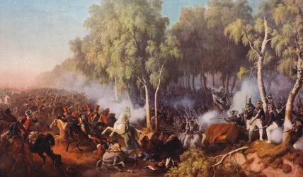 La batalla de Krasnoe (litografía en color)