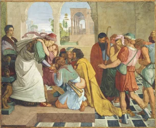 José se da a conocer a sus hermanos. Pintura mural del ciclo de ocho partes de la Casa Bartholdy en Roma