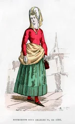 Burguesa con traje de la época de Carlos VI de Francia, 1382 1882-1884