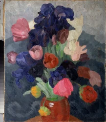 Ramo de flores - Pintura de Pyotr (Piotr, Petr) Savvich Utkin (Utkin) (1877-1934), óleo sobre lienzo