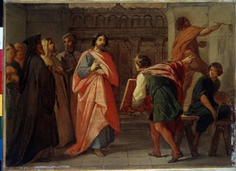 El Gran Príncipe Simeón I de Rusia (1316-1353) dijo que el Soberbio o el Soberbio da la orden de pintar la Catedral de Moscú (El Gran Príncipe Simeón Ivánovich el Orgulloso da la orden de pintar la Catedral de Moscú). Pintura de Pyotr Vasilyevich Cuenca (