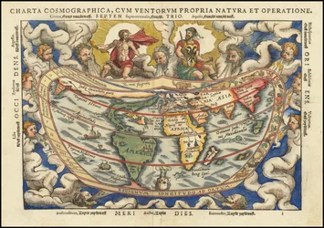 Mapamundi de 1553 - Charta Cosmographica, Cum Ventorum Propria Natura et Operatione