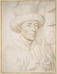 El halconero, c.1445-50 (punta de plata con tinta marrón sobre papel)