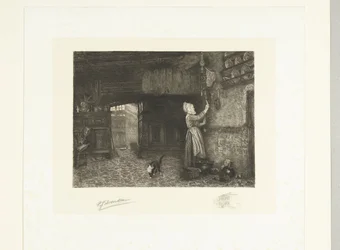 Mujer dando cuerda a un reloj de pared