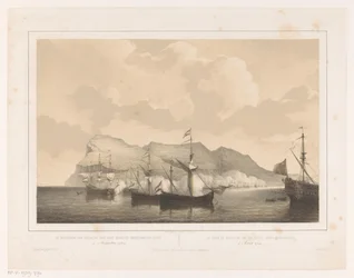 Captura de Gibraltar
La captura de Gibraltar por la flota anglo-holandesa el 3 de agosto de 1704 / La prise de Gibraltar par un flotte Anglo-Neerlandaise (título en el objeto)