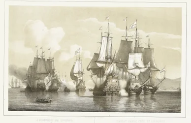 Batalla naval cerca de Livorno, 1653
Batalla naval en Livorno. 14 de marzo de 1653 / Combat naval près de Livourne. 14 Marte 1653 (título en el objeto)