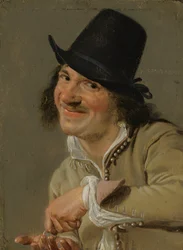 Audiencia: Un hombre contando monedas. . De la serie Personificaciones de los cinco sentidos, c.1635-66 (óleo sobre madera)