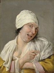 Vista: Una joven señalando. De la serie Personificaciones de los cinco sentidos, c.1635-66 (óleo sobre madera)