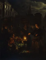 Escena de Mercado de Noche