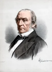 William Ewart Gladstone, estadista del Partido Liberal Británico y Primer Ministro, c1890