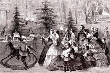 Navidad en San Petersburgo, Rusia. 1861 (grabado)