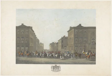 Banda de música en la entronización de Guillermo I en Bruselas el 21 de septiembre de 1815 Doce láminas de la llegada y entronización de Guillermo I en Bruselas y de las batallas de Quatre-Bras y Waterloo en 1815 (título de la serie)