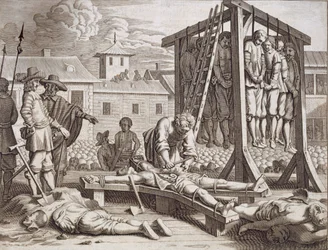 Ahorcamientos y torturas, pub. 1672