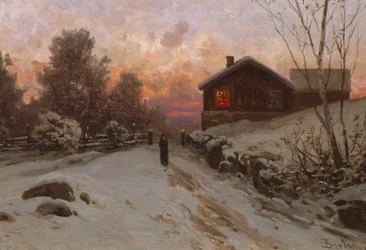 Paisaje invernal con casa