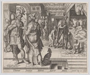 Jonadab aconsejando a Amnón, de La historia de Tamar y Amnón, placa 1, 1559