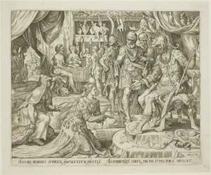 Judith presentada a Holofernes, lámina cinco de La historia de Judith y Holofernes