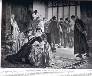 La embajada inglesa durante la masacre de San Bartolomé, ilustración de 