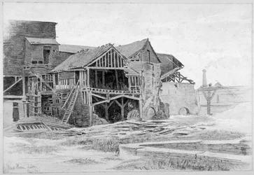 Vista de las antiguas canteras de cal, Nine Elms, Battersea, Londres, 1875
