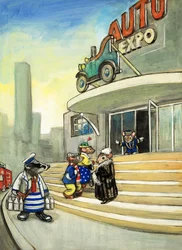 Town Mouse and Country Mouse (gouache sobre papel)