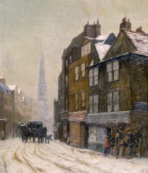 Drury Court con la iglesia de St Mary-le-Strand, 1880