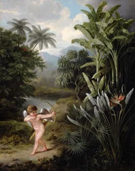 Cupido inspirando amor a las plantas, pintado para el libro de Robert Thornton "Nueva ilustración del sistema sexual de Linneo", hacia 1797.