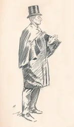 Boceto a lápiz de plomo por Phil May, siglo XIX, 1903-1904