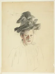 Retrato de una mujer con sombrero negro