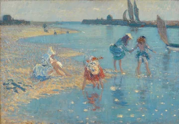 Walberswick, niños chapoteando, 1891