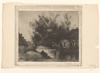 Escena de pueblo con zanja y barcos
Paysage (título original)