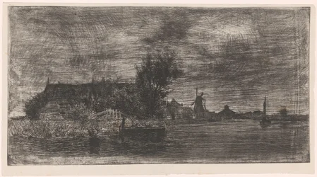 Paisaje con casas y molino junto al agua
Delftshaven (título original)