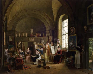 Interior del estudio de Van Dael y sus estudiantes en la Sorbona, 1816
