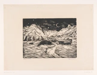 Paisaje nocturno montañoso