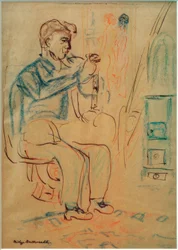 Escultor Scherer en el estudio de Kirchner