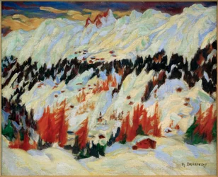 Paisaje de invierno en Davos Frauenkirch