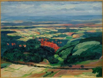 Vista sobre Kronberg en la llanura del Meno