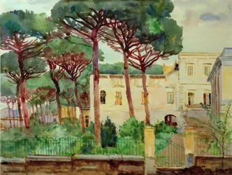Casa bajo pinos