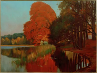 Ambiente otoñal en un lago de Brandeburgo