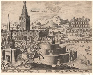 Die Mauern von Babylon de la serie Las Ocho Maravillas del Mundo Después de Maarten van Heemskerck, 1572