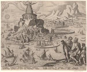 El Faro de Alejandría de la serie Las Ocho Maravillas del Mundo Después de Maarten van Heemskerck, 1572