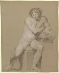 Estudio de un desnudo masculino sentado