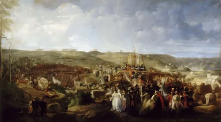 Napoleón distribuye las cruces de la Legión de Honor en el campamento de Boulogne el 16 de agosto de 1804