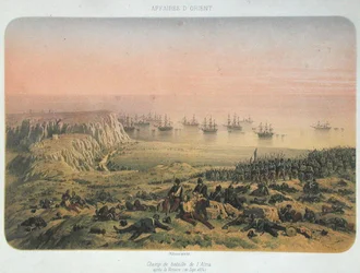 El campo de batalla en Alma después de la victoria, 20 de septiembre de 1854