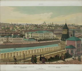 Vista de Zamoskvorechye desde la Muralla del Kremlin de una vista panorámica de Moscú en 10 partes, ca 1848