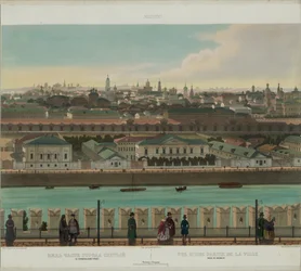 Vista de Zamoskvorechye desde la Muralla del Kremlin, de una vista panorámica de Moscú en 10 partes, ca 1848