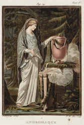 Andrómaca, vestuario para «Andrómaca» de Jean Racine, del volumen I de «Investigaciones sobre los trajes y el teatro de todas las naciones», grabado por Pierre Michel Alix (1762-1817), 1802