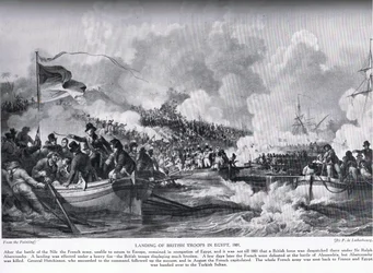 El desembarco de las tropas británicas en Egipto en 1801, ilustración de 