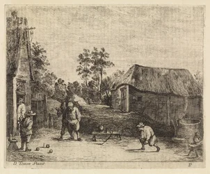 Los granjeros juegan a la petanca